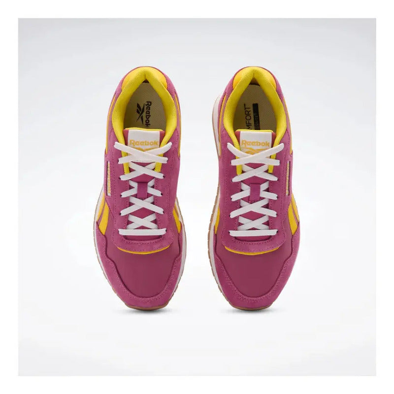 Zapatillas Reebok Mujer Modelo Glide Rosado - Amarillo