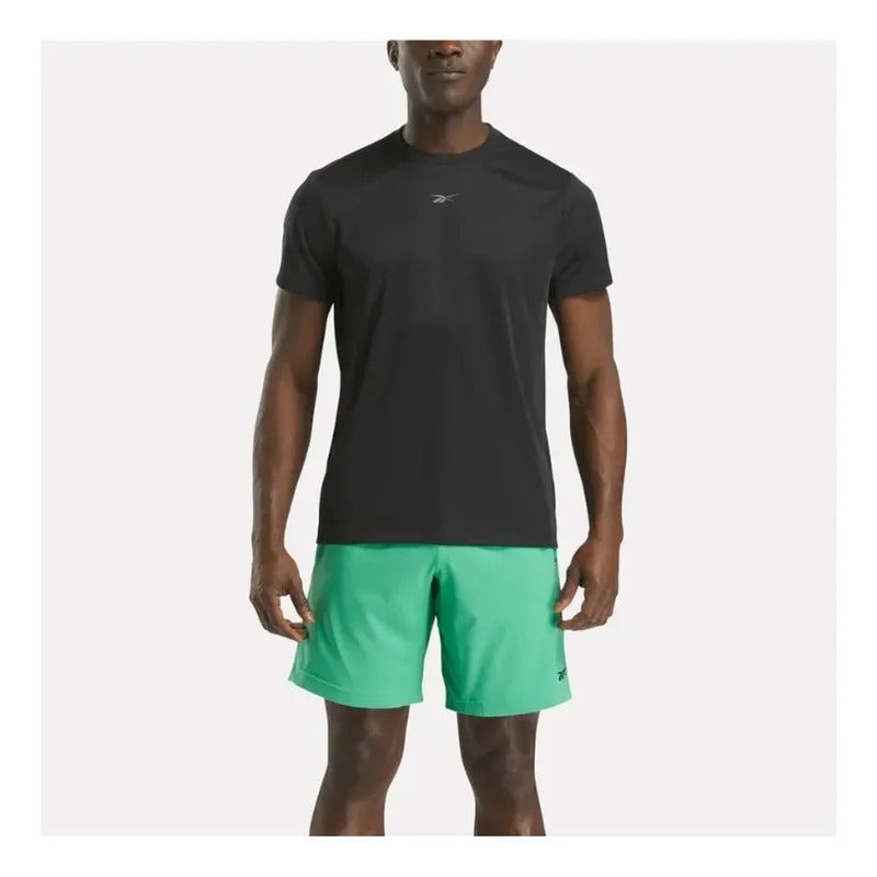 Polera Reebok Hombre Train Melange Tech Tee Negra