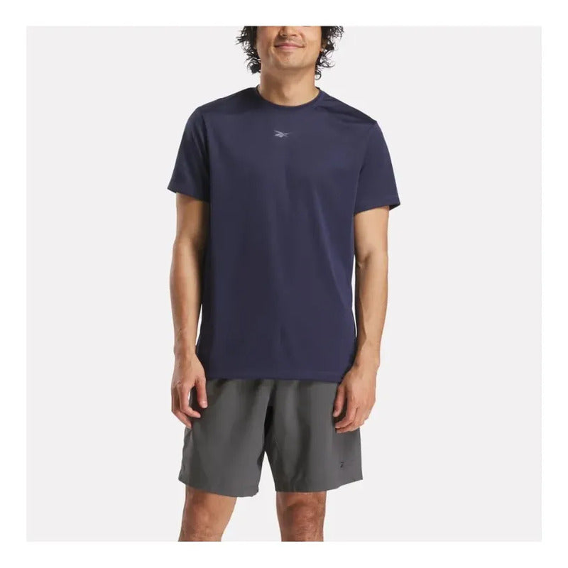 Polera Reebok Hombre Train Melange Tech Tee Azul