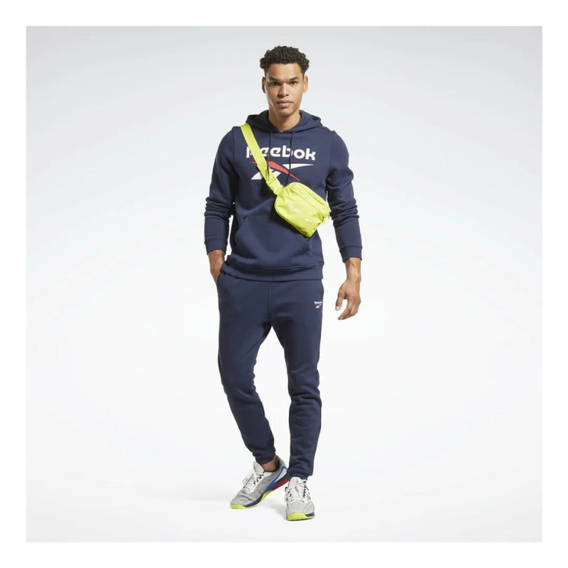 Poleron Reebok Hombre Big Logo Fleece Hoodie Azul